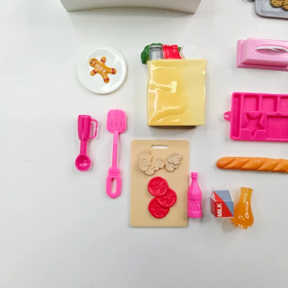Unbranded Dollhouse Kitchen Accessories Kids OS Pink 18pc Food Cookware Set
